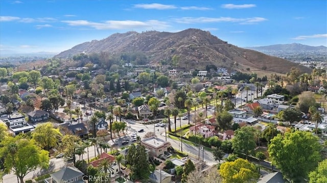 aerial view with a mountain view