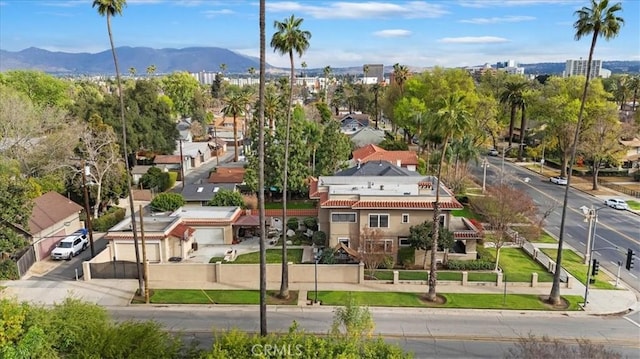 birds eye view of property featuring a mountain view