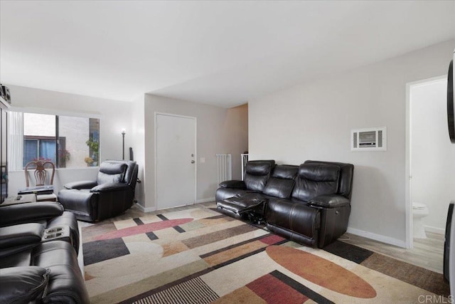 living room with light hardwood / wood-style floors