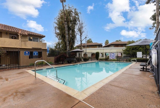 view of pool featuring a patio