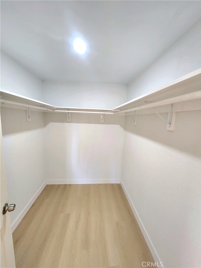 walk in closet featuring light hardwood / wood-style flooring