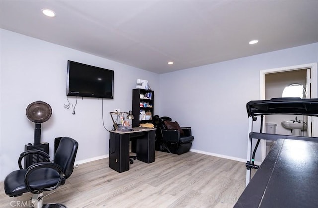 office featuring light wood-type flooring