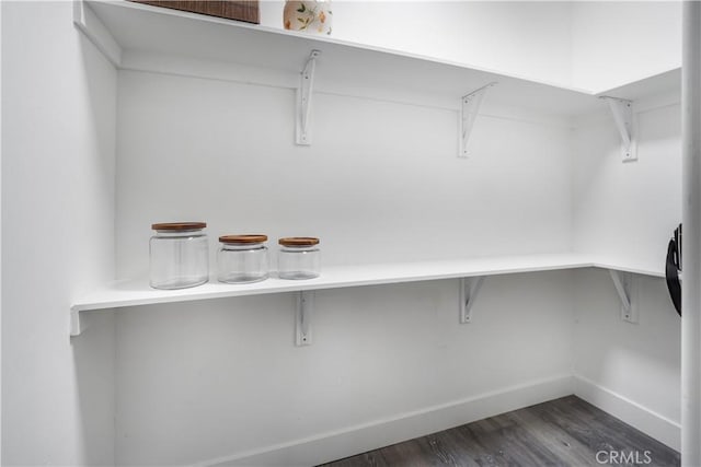 walk in closet featuring dark hardwood / wood-style flooring