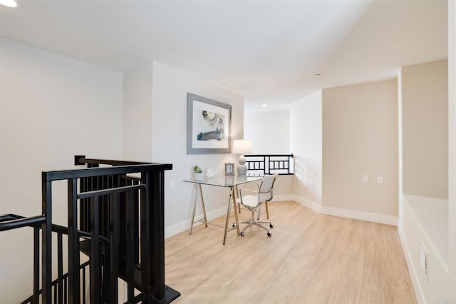 office space featuring light wood-type flooring