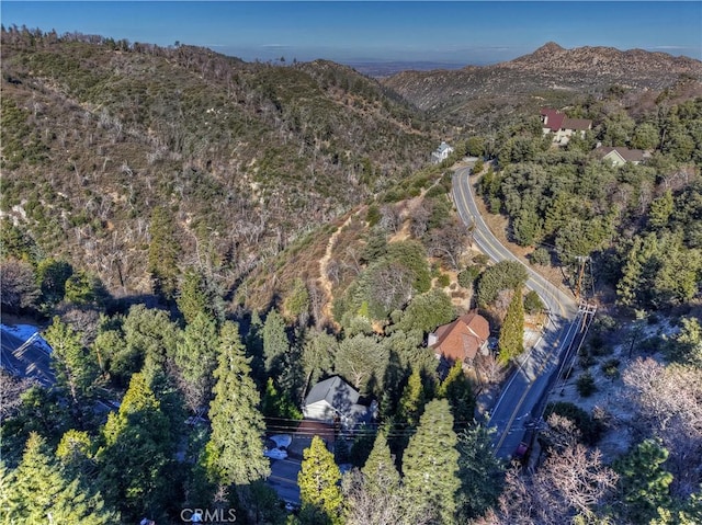 birds eye view of property with a mountain view