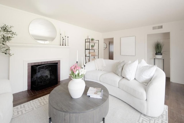 living room with hardwood / wood-style floors