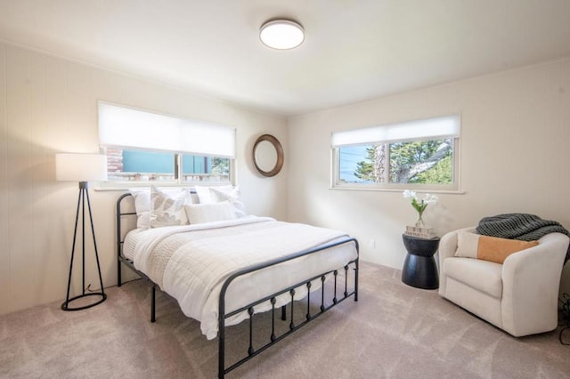 carpeted bedroom featuring multiple windows