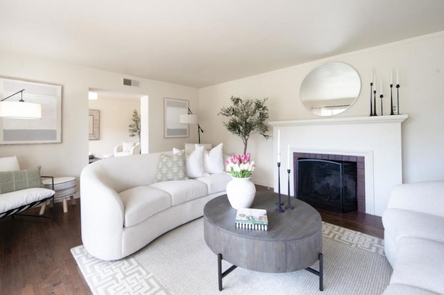 living room with hardwood / wood-style flooring