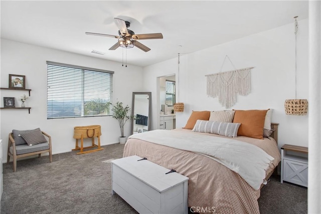 30219 Old Mill Rd, Menifee, CA 92584 - bedroom featuring carpet floors and ceiling fan