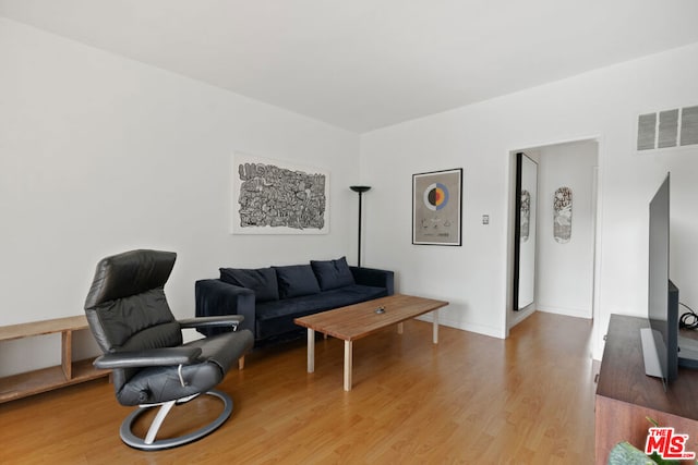 living room with light hardwood / wood-style flooring