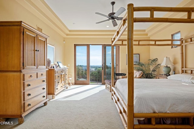 carpeted bedroom with access to outside