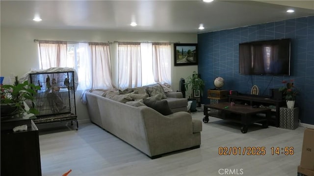 living room with hardwood / wood-style flooring