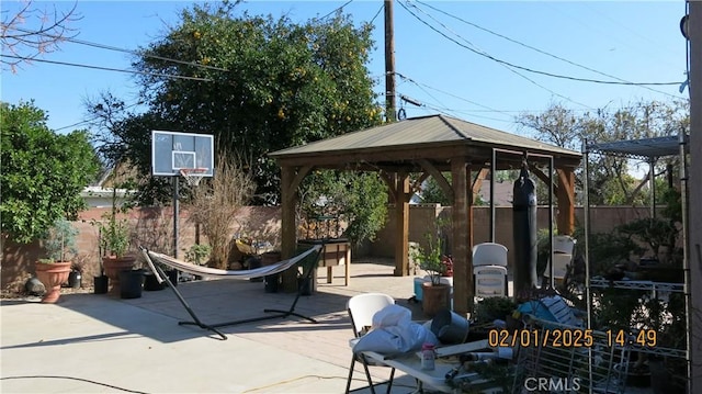 view of patio / terrace featuring a gazebo