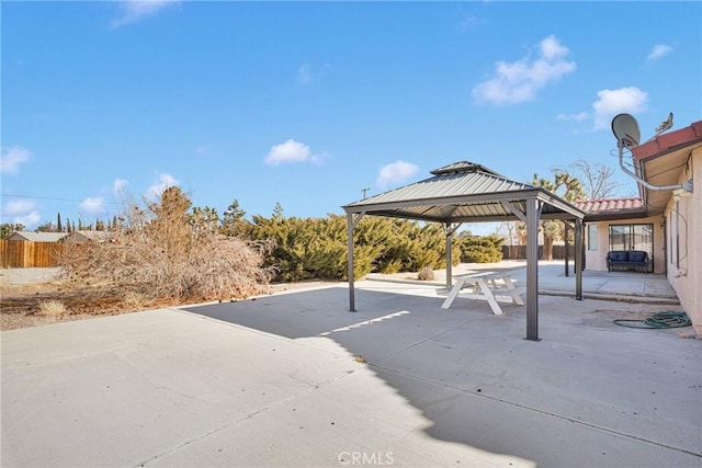 view of patio / terrace featuring a gazebo