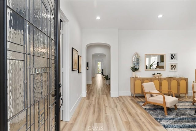 interior space with light hardwood / wood-style floors