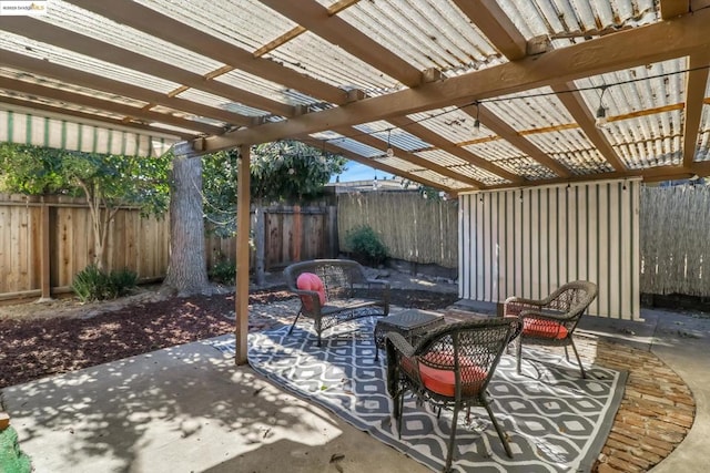 view of patio / terrace featuring a pergola