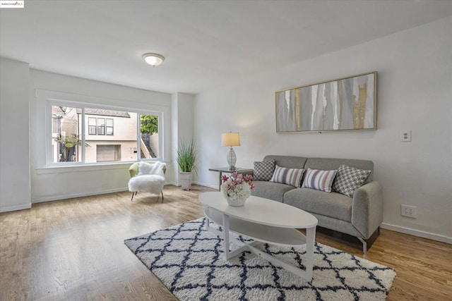 living room with light wood-type flooring