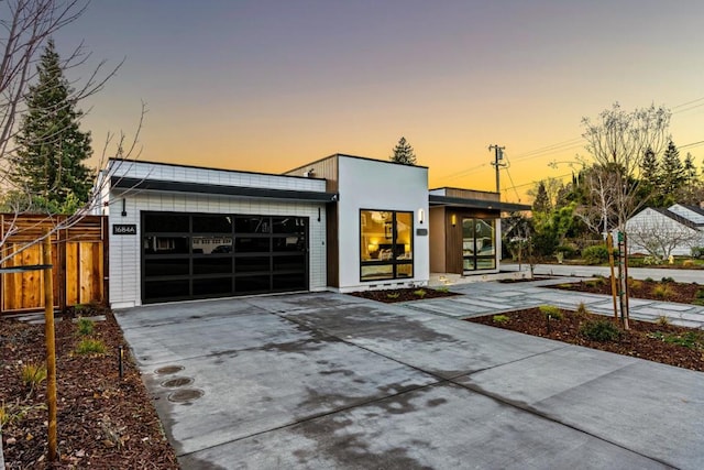 contemporary home featuring a garage