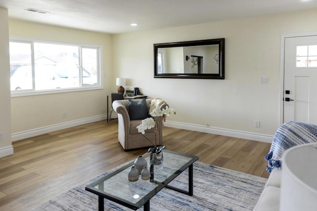 living room featuring light hardwood / wood-style floors