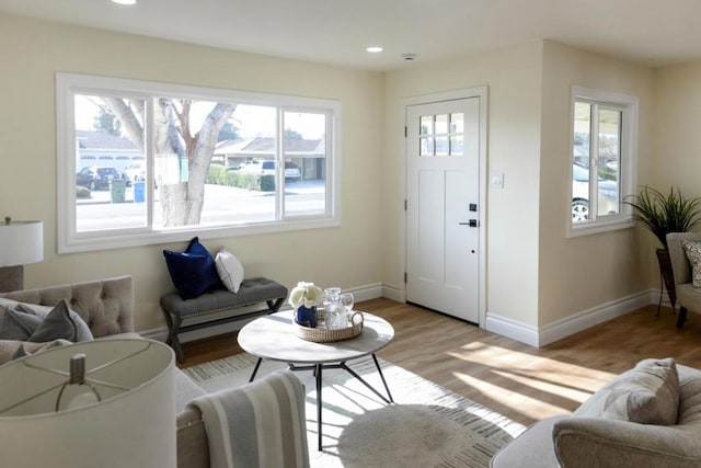 living room featuring light wood-type flooring