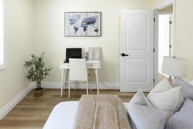 office area featuring light hardwood / wood-style flooring