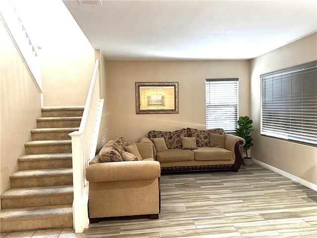 living room featuring light hardwood / wood-style flooring