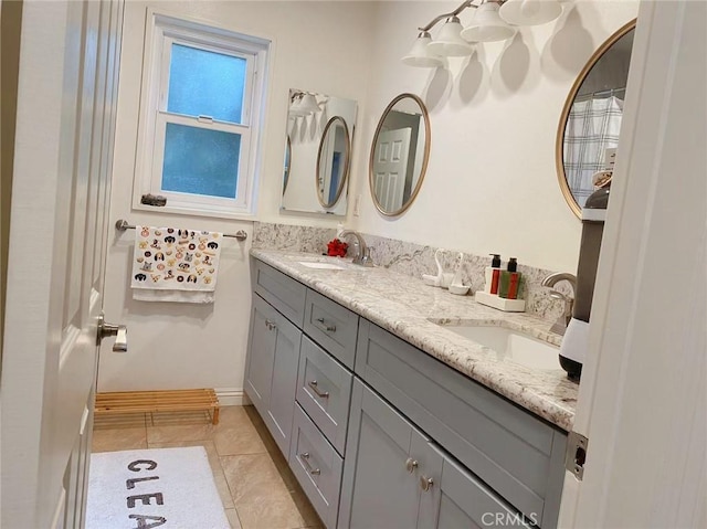 bathroom featuring tile patterned flooring and vanity