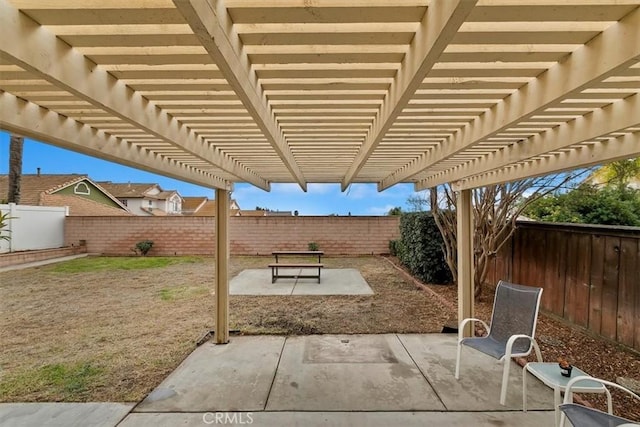 view of patio / terrace featuring a pergola