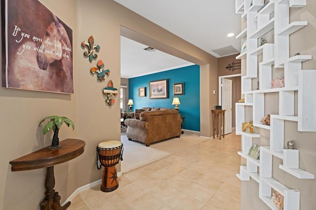 view of tiled living room