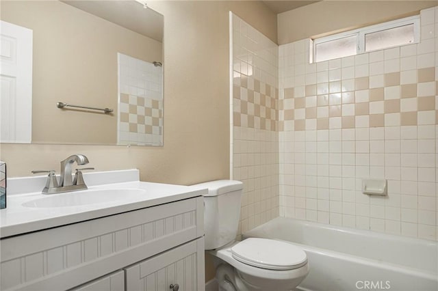 284 Davos Dr, Crestline, CA 92325 - bathroom featuring toilet, vanity, and shower / bathtub combination