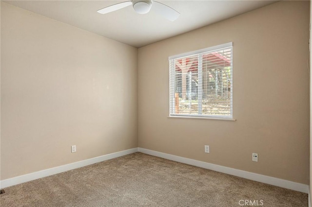 284 Davos Dr, Crestline, CA 92325 - empty room with light colored carpet, baseboards, and a ceiling fan