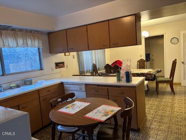 kitchen with white dishwasher