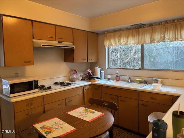 kitchen featuring sink and white appliances