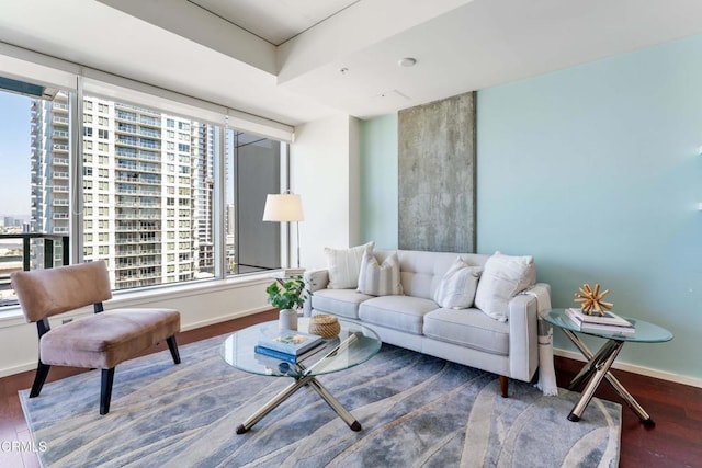 living room with hardwood / wood-style floors