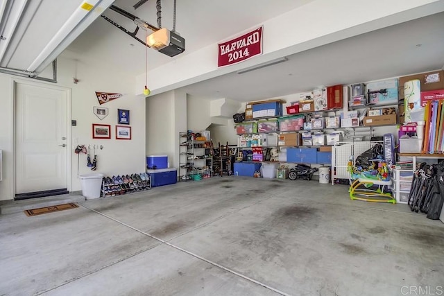 garage with a garage door opener