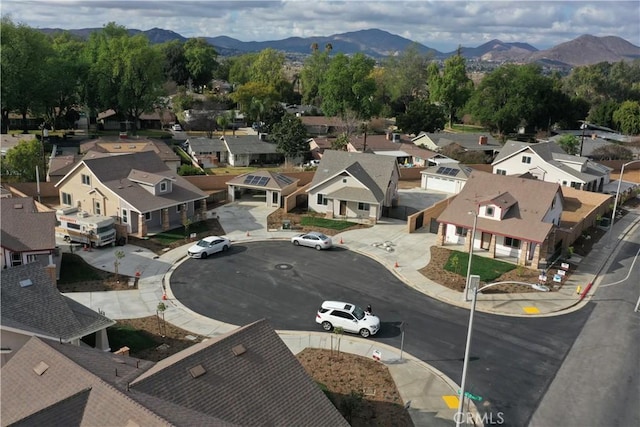 drone / aerial view with a mountain view