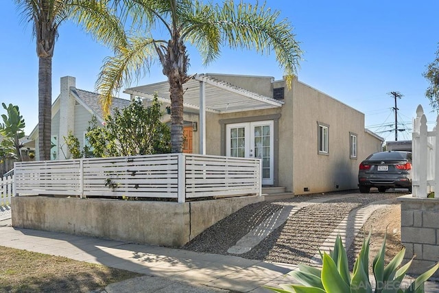 view of front of home featuring french doors