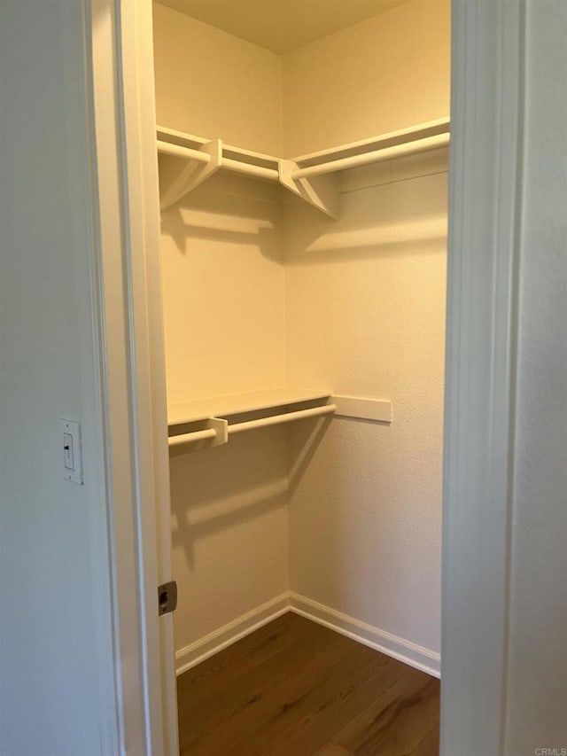 walk in closet featuring dark hardwood / wood-style floors