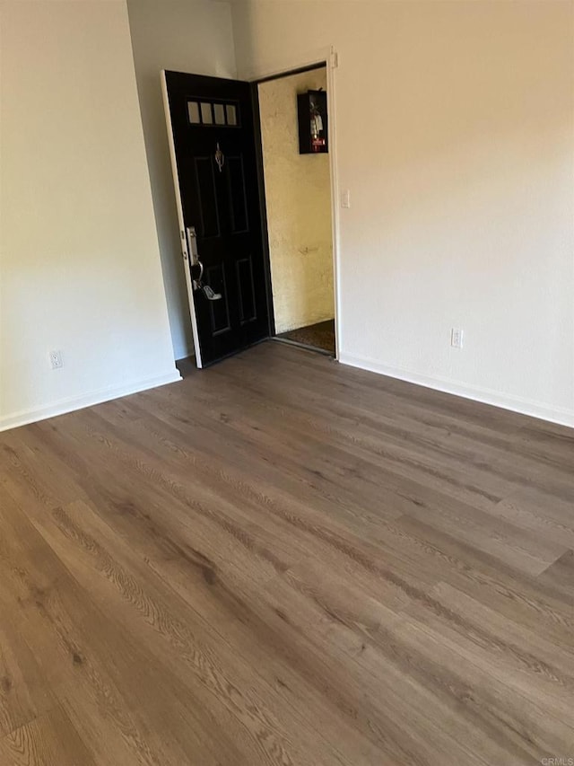 interior space with dark wood-type flooring