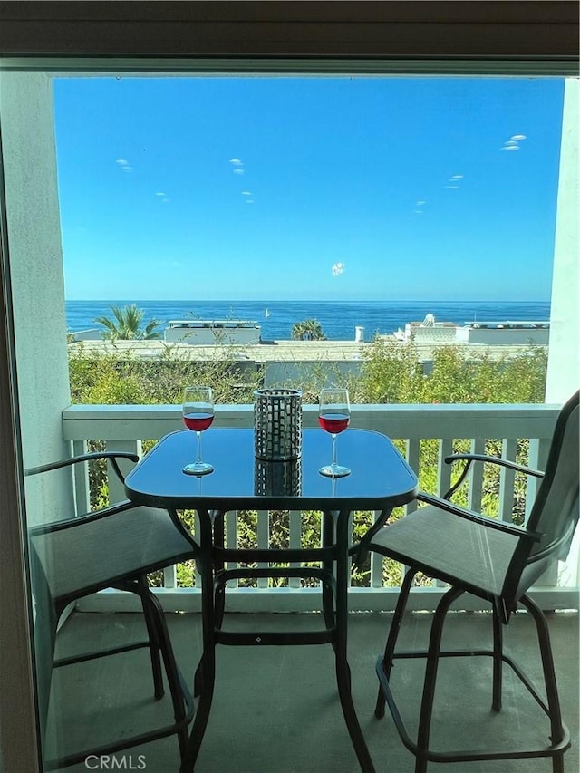 balcony with a water view