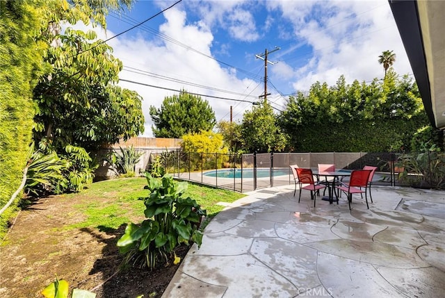 view of patio / terrace with a fenced in pool