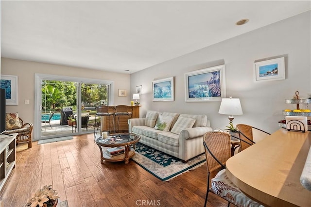 living room with wood-type flooring