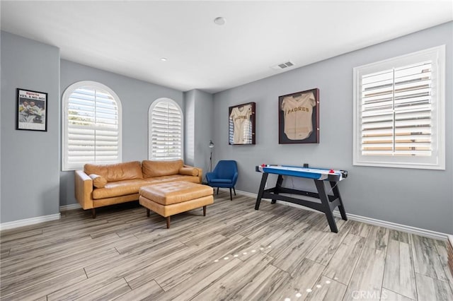 living room featuring light hardwood / wood-style flooring