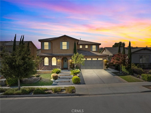 view of front of house with a garage