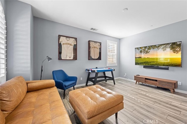 living room featuring light hardwood / wood-style flooring