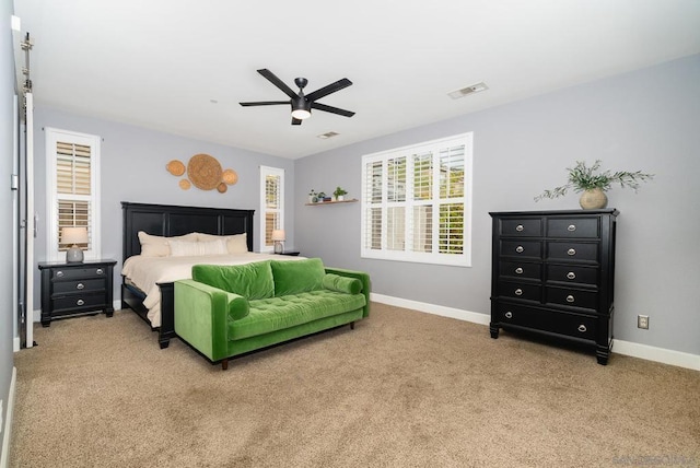 bedroom with carpet and ceiling fan