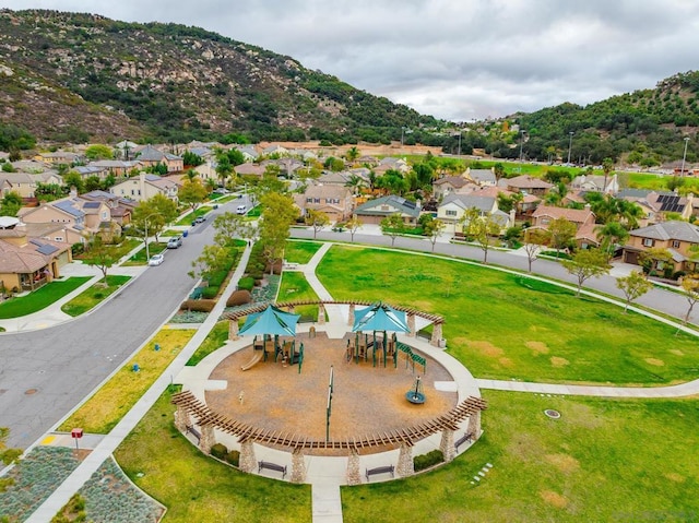 drone / aerial view with a mountain view