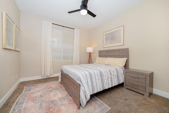 bedroom featuring carpet and ceiling fan