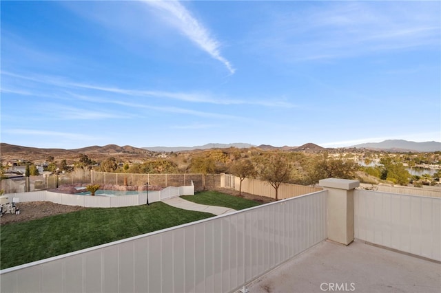 exterior space featuring a mountain view