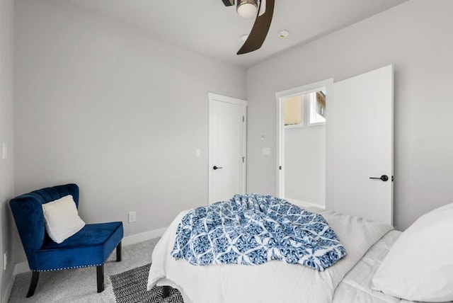 bedroom with carpet floors and ceiling fan